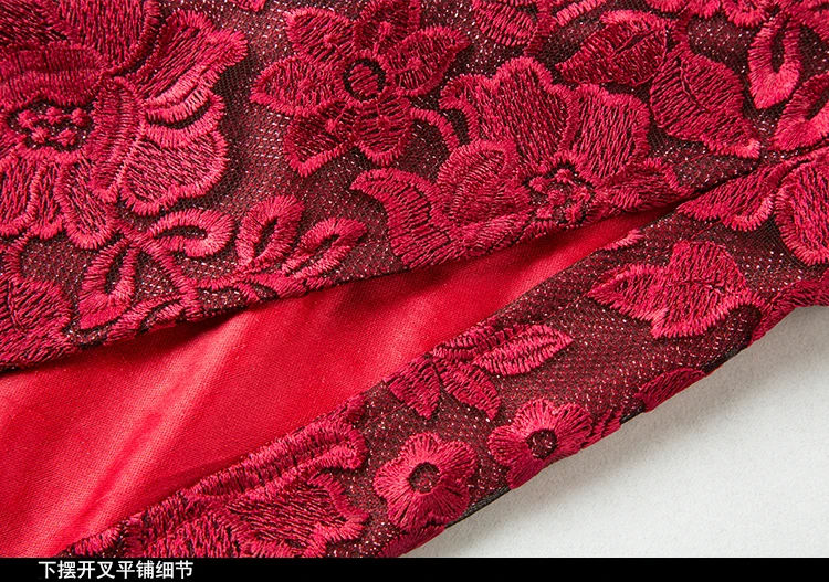 MUSENDA размера плюс женское Красное Кружевное тонкое платье-туника cheongsam осеннее женское платье в китайском стиле сексуальные платья для вечеринок Vestido Robe Одежда