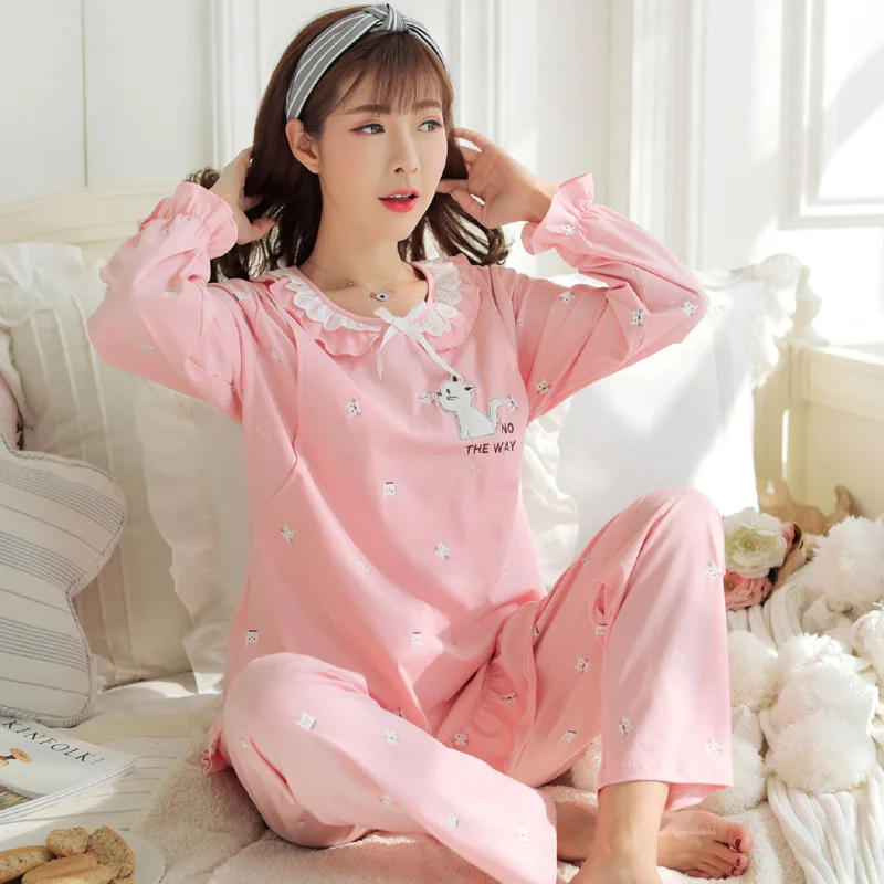 

2018 Cotton Maternity Sleepwear Pregnant Women Pajamas Feeding Nursing Nightgown Nursing Breast Wear Lactation Clothing