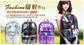 

Fluorescence Silver Hologram Laser Backpack men Bag leather bag Multicolor gold purple Business Zipper women men's schoolbag