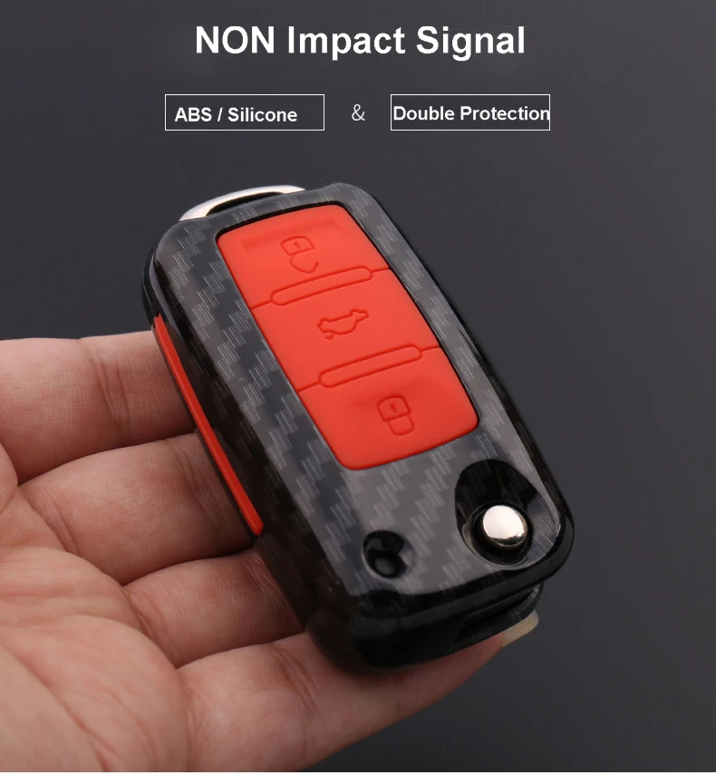 Keyforkess 10x copertura della cassa chiave dell'automobile del carbonio per Volkswagen VW Golf 7 mk7 Seat Ibiza Leon FR 2 Altea Aztec per Skoda Octavia - HTB18RUCJr1YBuNjSszhq6AUsFXaU