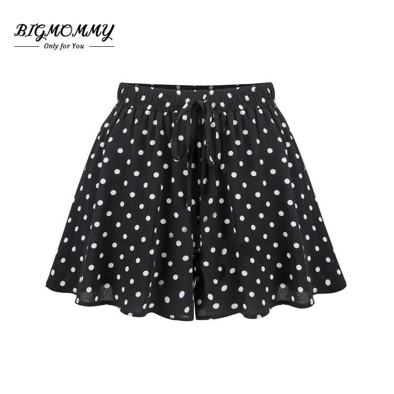 

Summer High Waist Chiffon Shorts for Women Floral Print Polka Dot Casual Loose Ladies Wide Leg Shorts Plus Size 4xl 5xl