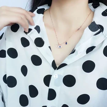 

Devil's Eye Blue zircon Devil Eye Tear Drop rose gold 316L Stainless steel Necklace & Pendant Maxi Necklace For Women