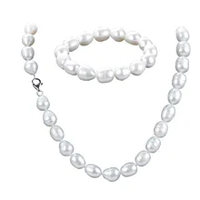 SNH 10 мм риса, горячая распродажа дешевой цене из натурального пресноводного жемчуга, ювелирные наборы 925 застежка из стерлингового серебра