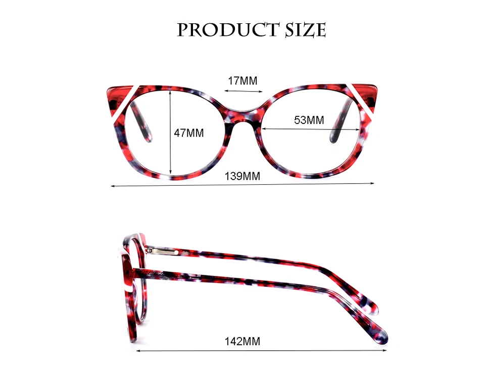 Новые модные цветочные женские очки Рамка оптический Ацетатный кошачий глаз очки прозрачная Оправа очков