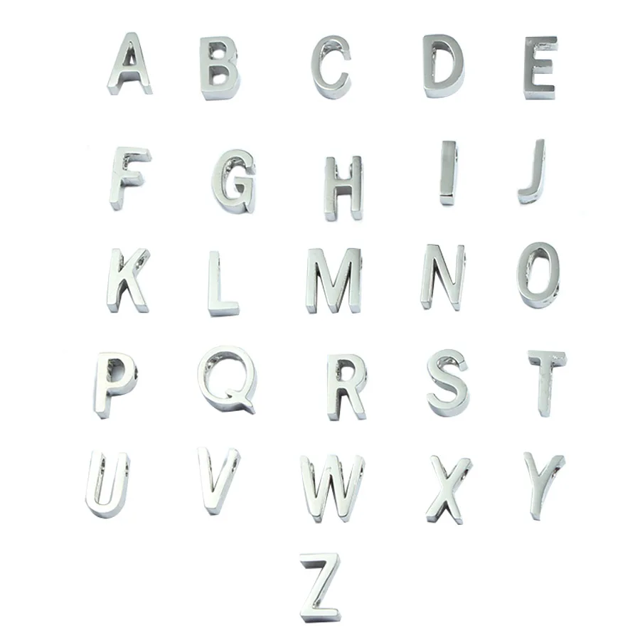 

Jaymaxi Stainless Steel Letter Charm Mirror Polish DIY Alphabet Jewelry ABC 1.5mm Hole 5mmx8mm 5Pieces/lot