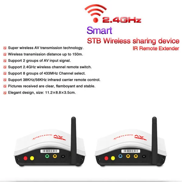 Смарт 2,4G цифровой STB беспроводной обмен устройства ИК дистанционный расширитель AV передатчик и приемник 38 кГц/56 кГц передача PAT-226