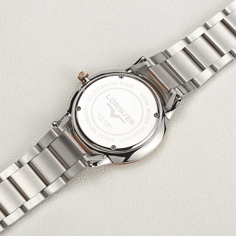 Женские часы Lorinser из розового золота, швейцарские женские часы с механизмом, полностью стальные женские часы, женские часы, Relogio Feminino Montre Femme