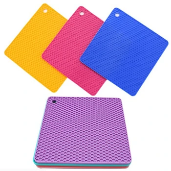 

Free Shipping+Wholesale Thicker Honeycomb Silicone Square Mat Insulation Pad Heat Mat Table Mat,200pcs/lot