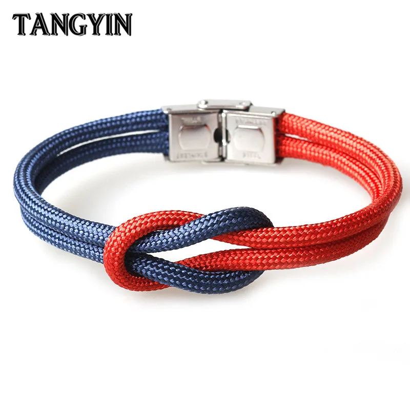 

2018 Trend Charm Umbrella Rope Braided Bracelet Men Homme Femme Silver Stainless Steel Buckle Manual DIY Bracelets For Women
