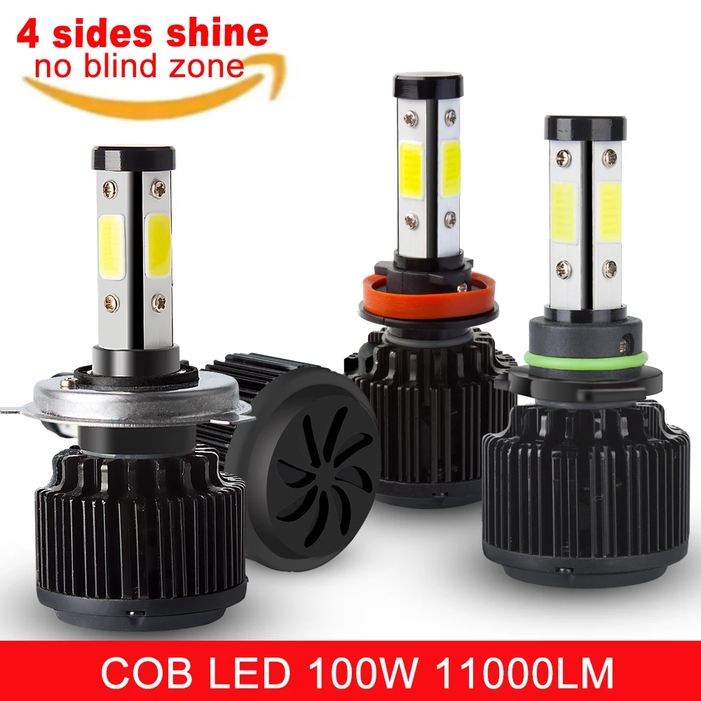 

H4 H7 H11 LED Car Light 9005 9006 4 Side Lumens 11000Lm Car Headlight Bulbs Fog Lights White 6500K 12V H4 H7 LED Light Bulbs