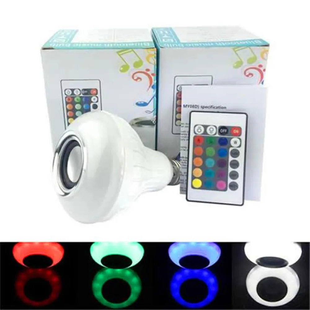 Беспроводная 12 Вт мощность E27 RGB светодиодная лампа 85 265 в Bluetooth динамик умная