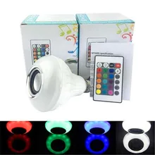 Wireless 12W Power E27 RGB LED Bulb 85-265V Bluetooth Speaker Smart Led Light Lamp Music Playing & Lighting with Remote Control