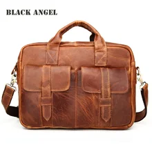 Ретро Натуральная кожа мужские сумки первый слой воловья кожа плеча портфель сумка модные мужские кожаные сумки через плечо