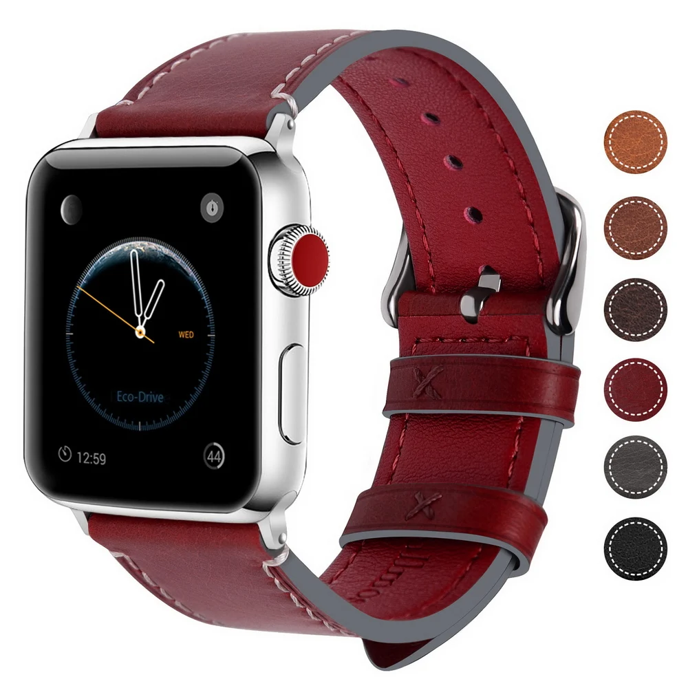 Ремешок для часов из восковой кожи iWatch 42 мм 38 мм/44 40 серии 4/2/1 Apple Watch с серебряной