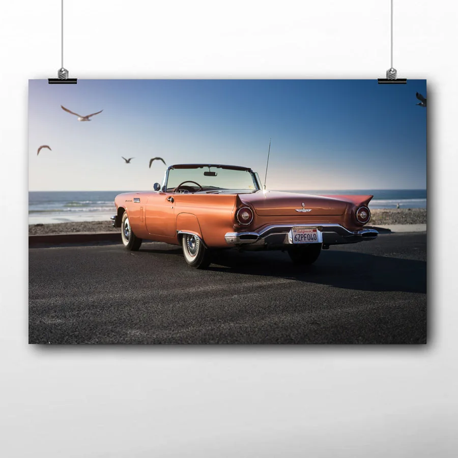 HD Wallpaper Prints 1957 Thunderbird Retro Convertible Car Wall Art Poster Canvas Painting for Living Room Decor | Дом и сад