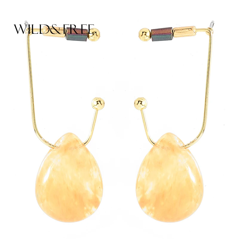 

Fashion New Yellow Crystal Drop Earrings Gold Color Alloy Ball Geometric Dangle Earrings For Women Jewelry Boho Style Brincos
