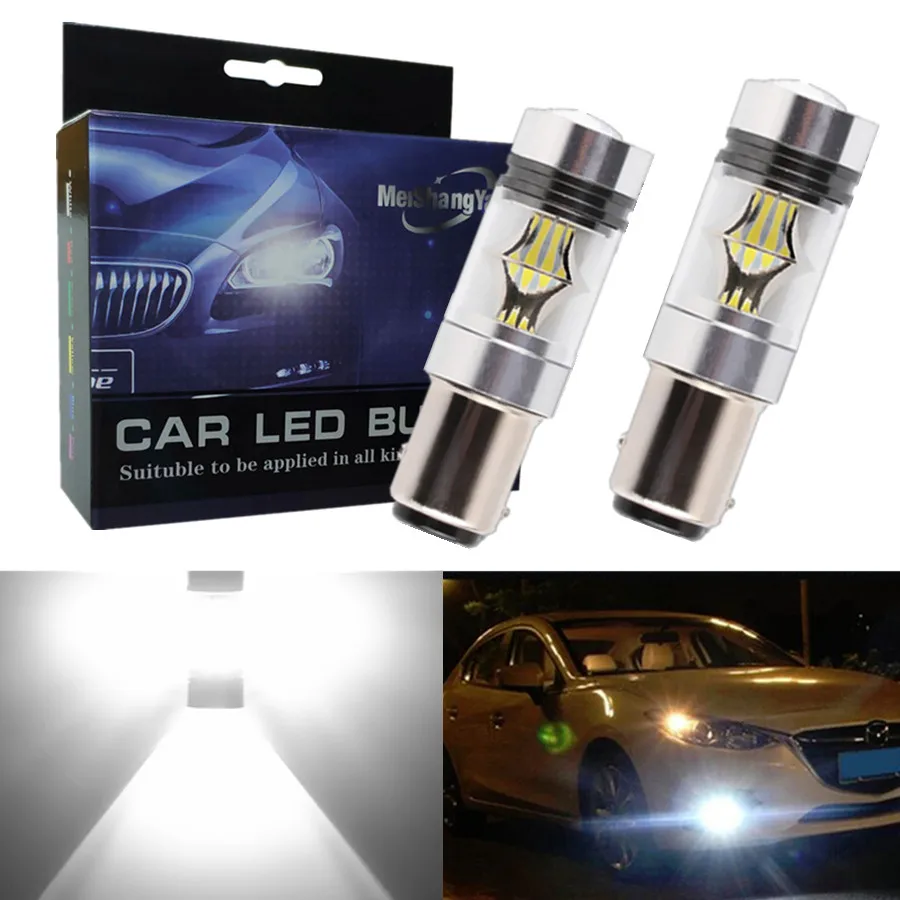 

2Pcs P21/5W Led 1157 BAY15D Led Bulb Car Brake Light Auto Reverse DRL Fog Lights Daytime Driving Lamp 6000K White 12V-24V