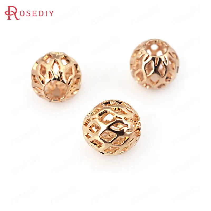 

20PCS 3.5MM 5.5MM 7.5MM 24K Champagne Gold Color Plated Brass Hollow Spacer Beads Round Beads High Quality Jewelry Accessories