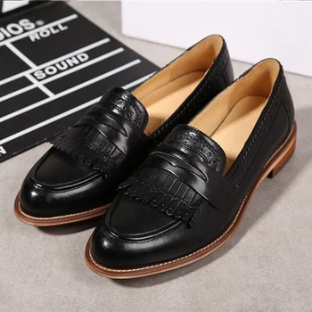 

Yinzo Women Flats Oxford Shoes Woman Genuine Leather Sneakers Ladies Brogues Vintage Casual Shoes Shoes For lady Footwear 2020