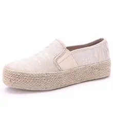 2017 Spring New Fashion Women Canvas Shoes Straw Bottomed Slip-On Casual Breathable Shoes Zapatos mujerSize 36-39
