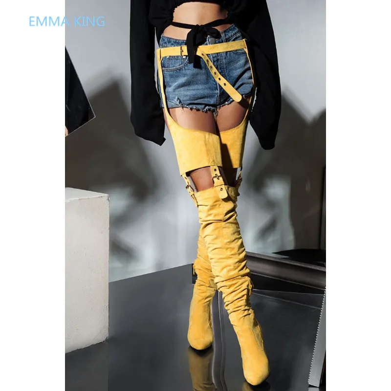 

Women Fashion Belt Over The Knee Boots Pointed Toe Popular Trendy Shoes Ladies Party High Heels Woman High Waist Thigh High Boot