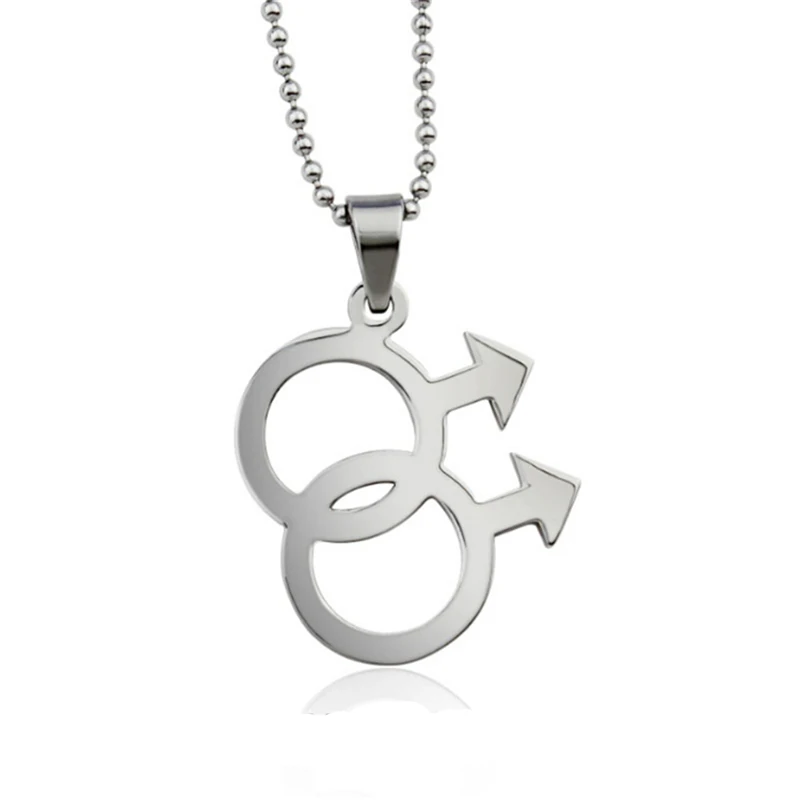 Pride Jewelry 316L Stainless Steel Couple Necklace with 24'' chain,Male