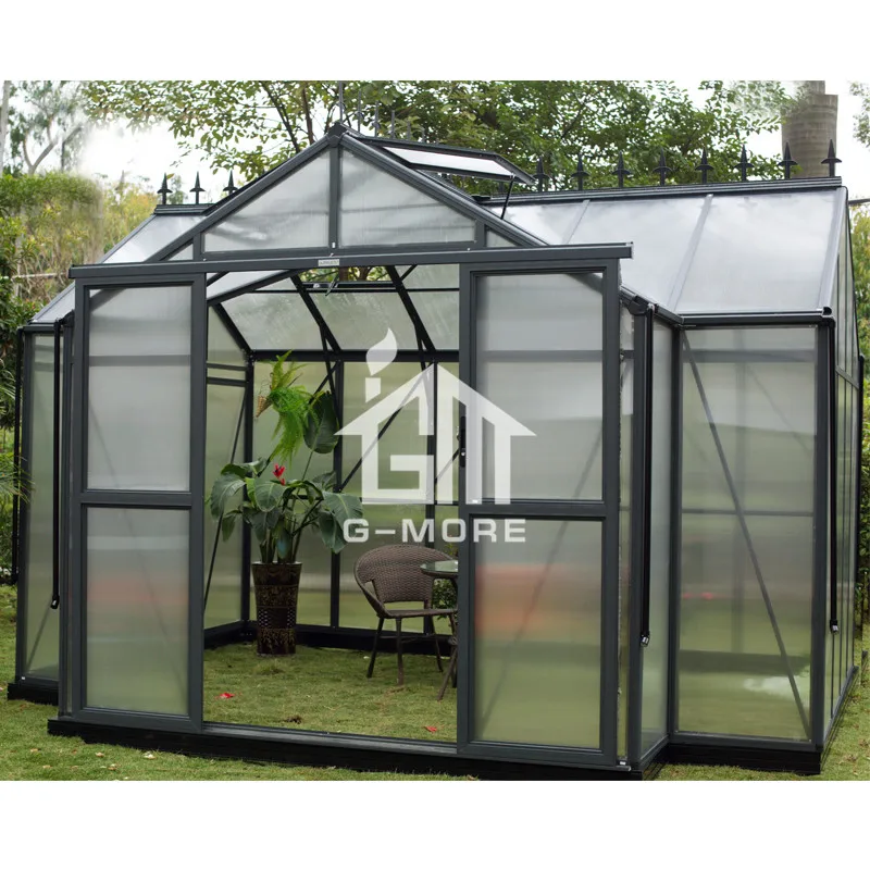 

G-MORE Aluminum Polycarbonate Garden Orangery Greenhouse (12.5'x12.4', 12.8m2, 8mm PC, T Style)