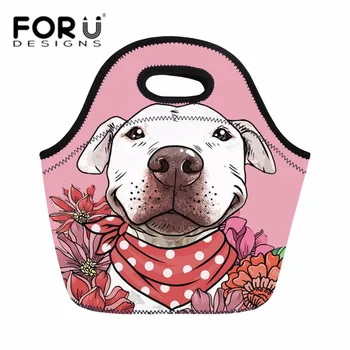 

FORUDESIGNS Food Meal Lunch Bag Women Bull Terrier Portable Insulated Thermal Lunch Hand Tote for Girls School Lunch Box Storage