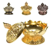 Святой Тибетский лотоса Ладан горелки бронзовый сплав мини Ладан горелки кадильница металлическое ремесло Home Decor