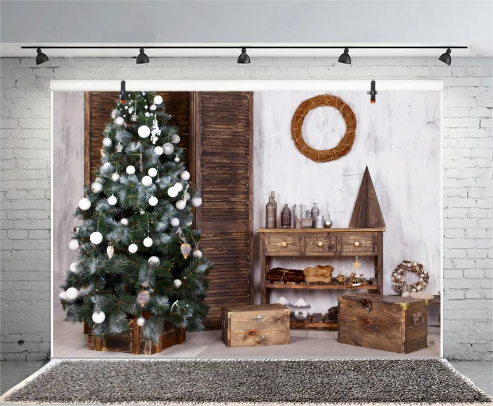 Laeacco Christmas Tree Wooden Table Box Decoration Photography Background Customized Photographic Backdrop For Photo Studio Laeacco Christmas Tree Wooden Table Box Decoration Photography Background Customized Photographic Backdrop For Photo Studio