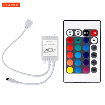 

Wireless RGB LED Controller Dimmer DC 24V 16 Colors Adjustable Brightness 24 Keys IR Remote Controller for RGB LED Strip Lights