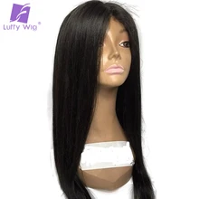 Luffy Indian Silky Straight 13*6 Deep Part Pre Plucked Glueless Lace Front Human Hair Wigs With Baby Hair Natural Non-remy Hair
