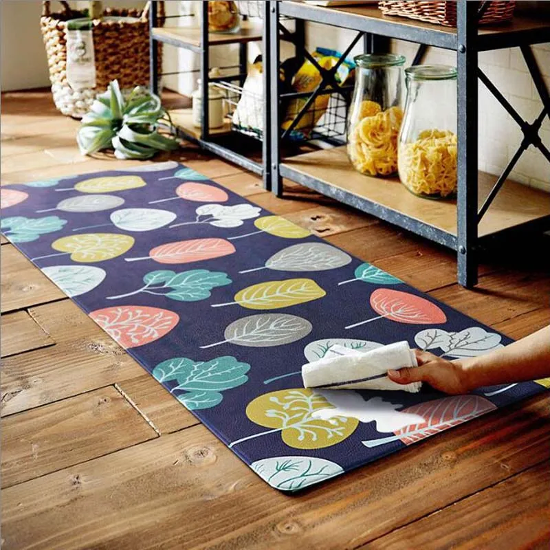 

PVC Leather Surface Rugs Waterproof Oilproof Kitchen Carpets Anti-Slip Living Room Floor Mat
