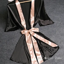 Yomrzl летний женский халат черная одежда для дома Половина рукава пижамы халат подарок на день Святого Валентина L513