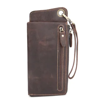 

New Men's Wallet Retro First Layer Leather Long Section Leather Zipper Wallets Clutch Bag High K3070