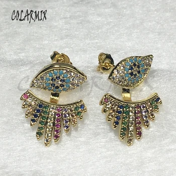 

3 Pairs Rainbow Zircon eye jewelry earrings Gift for lady elegant Crystal earrings wholesale jewelry 5586