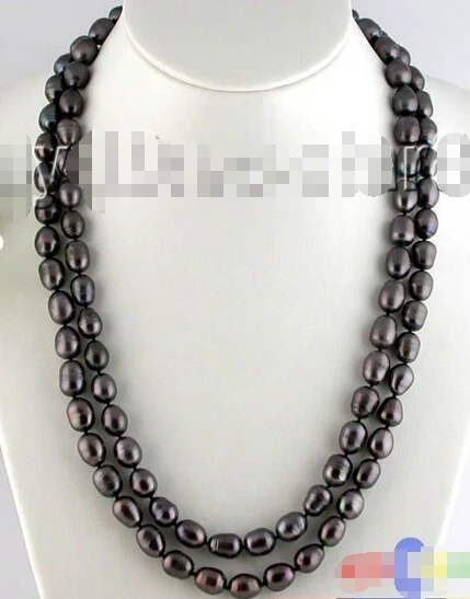 

Wholesale FREE SHIPPING P550 LONE 50" 14MM RICE BLACK FRESHWATER PEARL NECKLACE