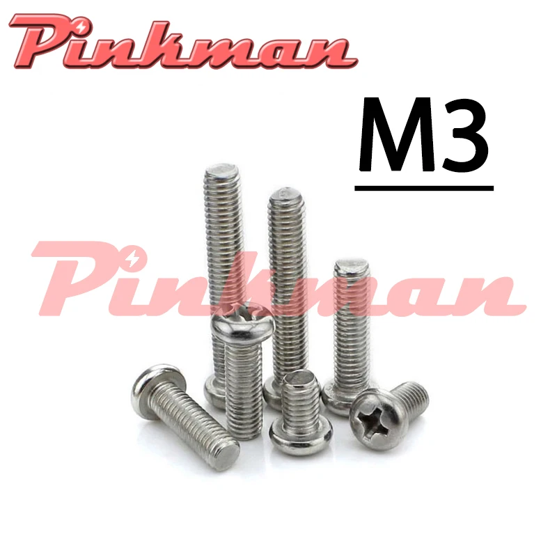 

100Pcs M3 PM Cross Reces Phillips Round head screw M3*4/5/6/8/10/12/14/16/18/20/25/30/35/40/45/50/55/60/70/80
