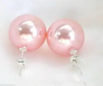 

Wholesale price 16new ^^^^10mm Pink South SeaShell Pearl 925 Sterling Stud Earrings