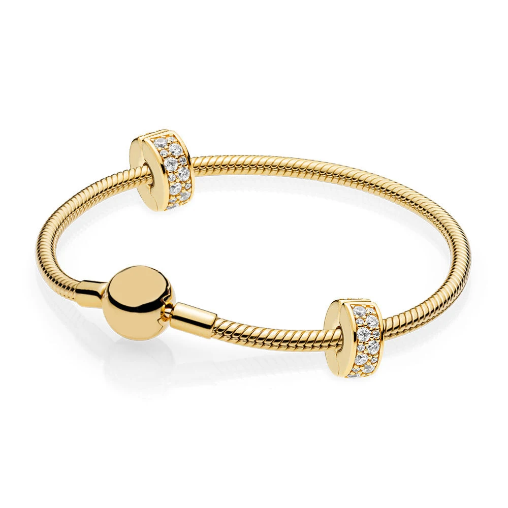 

100% 925 Sterling Silver Shine Shining Elegance Bracelet Set Fit DIY Original Charm Bracelets Jewelry A of Prices