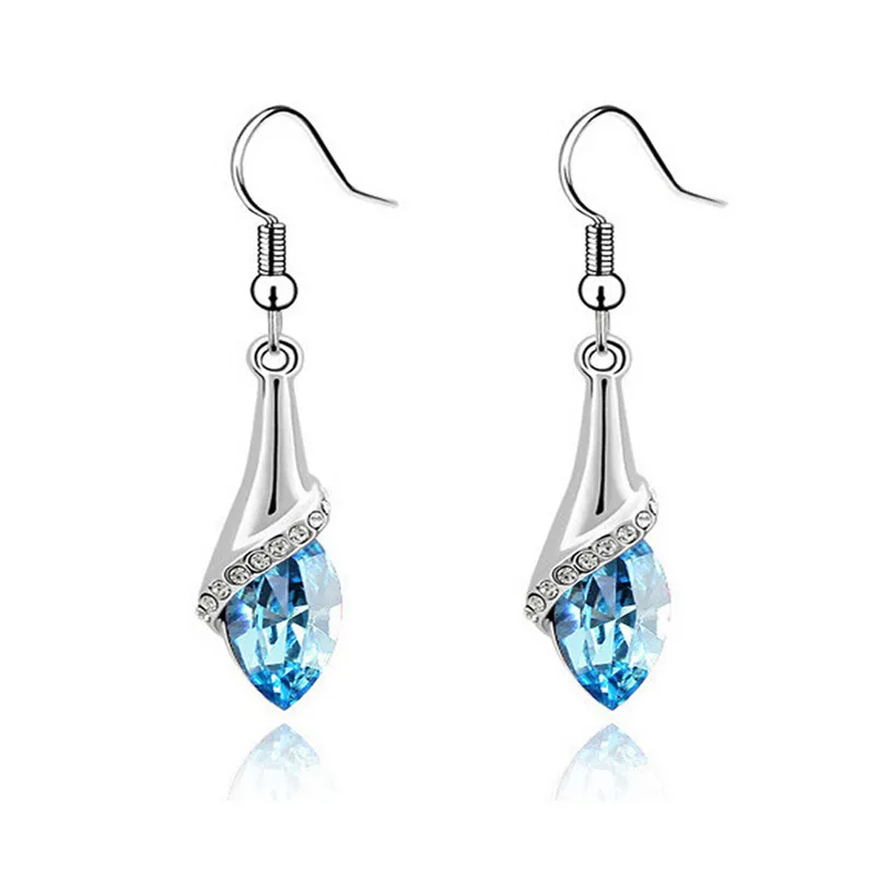

SHUANGR One Pair Crystal Bridal Earrings Long Dangling Earrings for Women Wedding Evening Party Earrings Jewelry