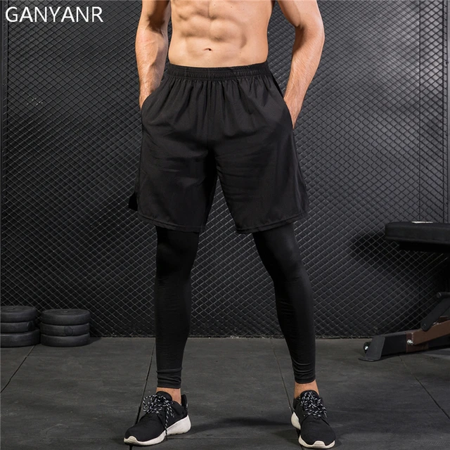 Ganyanr Running Tights Men Yoga Basketball Compression Pants Athletic Leggings  Sport Skins Training Quick Dry 2 In 1 Gym Fitness - Running Tights -  AliExpress