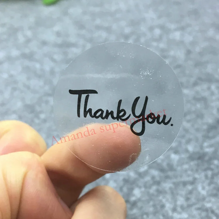 

100PCS Transparent thank you Label Sticker Circular Sealing Label Sticker PVC Transparent DIY Label Diameter 30mm