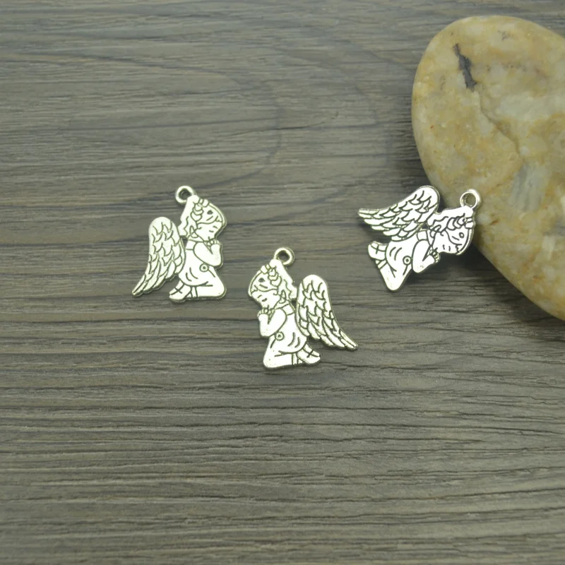 

15 pcs/lot angel Antique Silver Plated Bracelets Charm Pendants Fashion Jewelry Making Findings DIY Charms Handmade 4239B