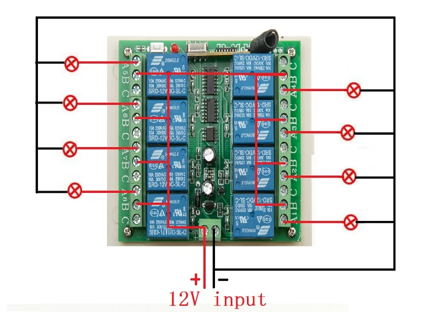 8 каналов Радио пульт дистанционного управления/пульт дистанционного управления DC12V 8ch 8 дистанционное реле управления Передатчик с приемником