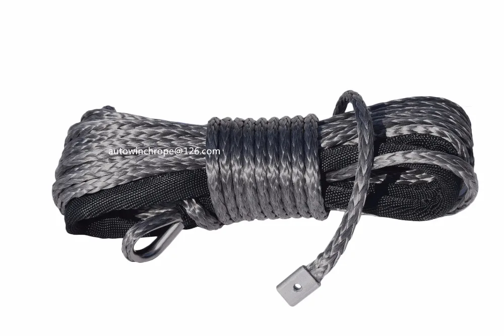 Grey 6mm*15m Synthetic Winch Rope,1/4" Dia ATV Winch Line for Auto