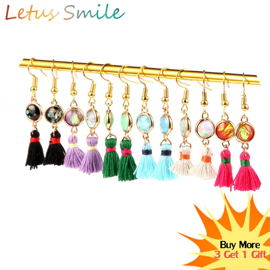 

2019 Fashion Long Drop Earrings Women Colorful Boho Round Resin Earring Bohemian Earings Handmade Ear Jewelry Gift Dropshipping