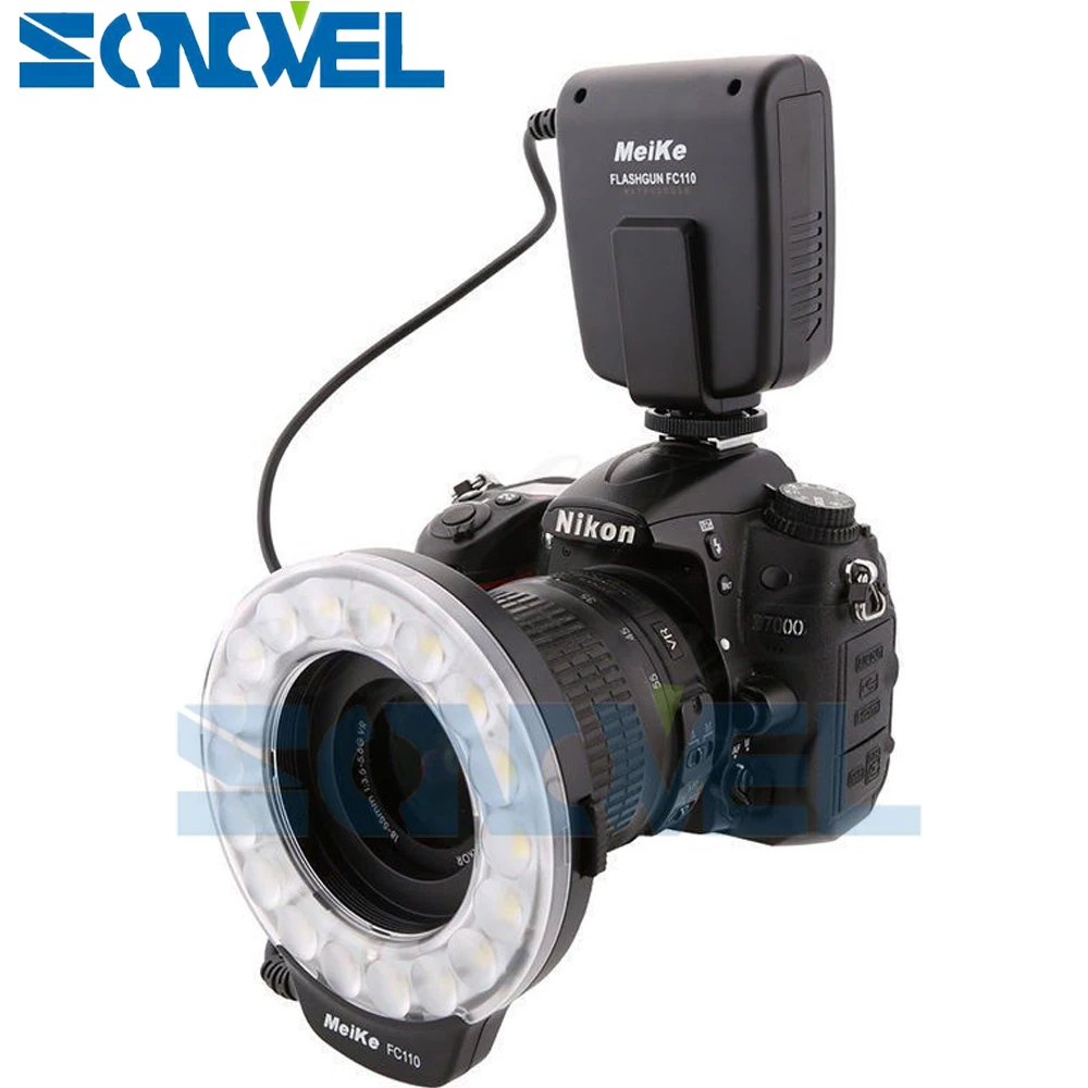 Meike FC-110 FC110 светодиодный Кольцевая вспышка для макросъемки для светильник для Nikon D500 D5 D7500 D3400 D3300 D810 D800 D750 D7200 D5600 D5500 D5300 D5200