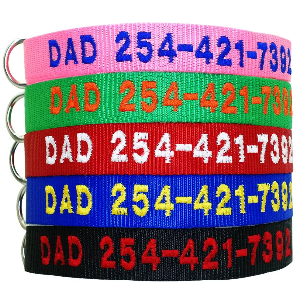 

Custom Dog Collar Nylon Embroidered Dogs ID Collars Small Medium Large Dogs Pet Collars With Name Phone No.