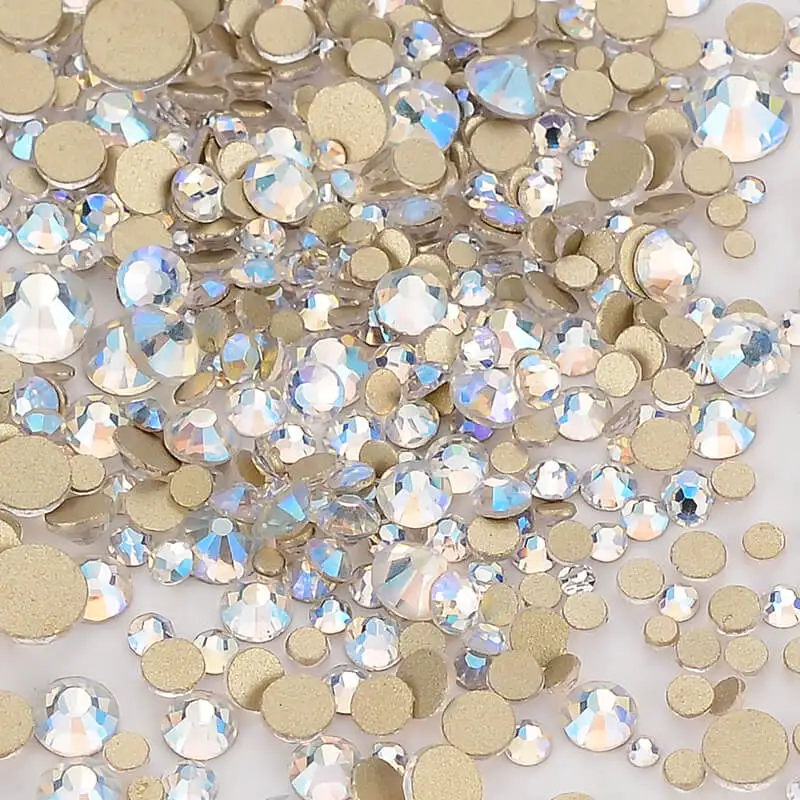 

Mix Size Blue Moonlight Effects Flat Back Rhinestones For Nail Arts and Crafts